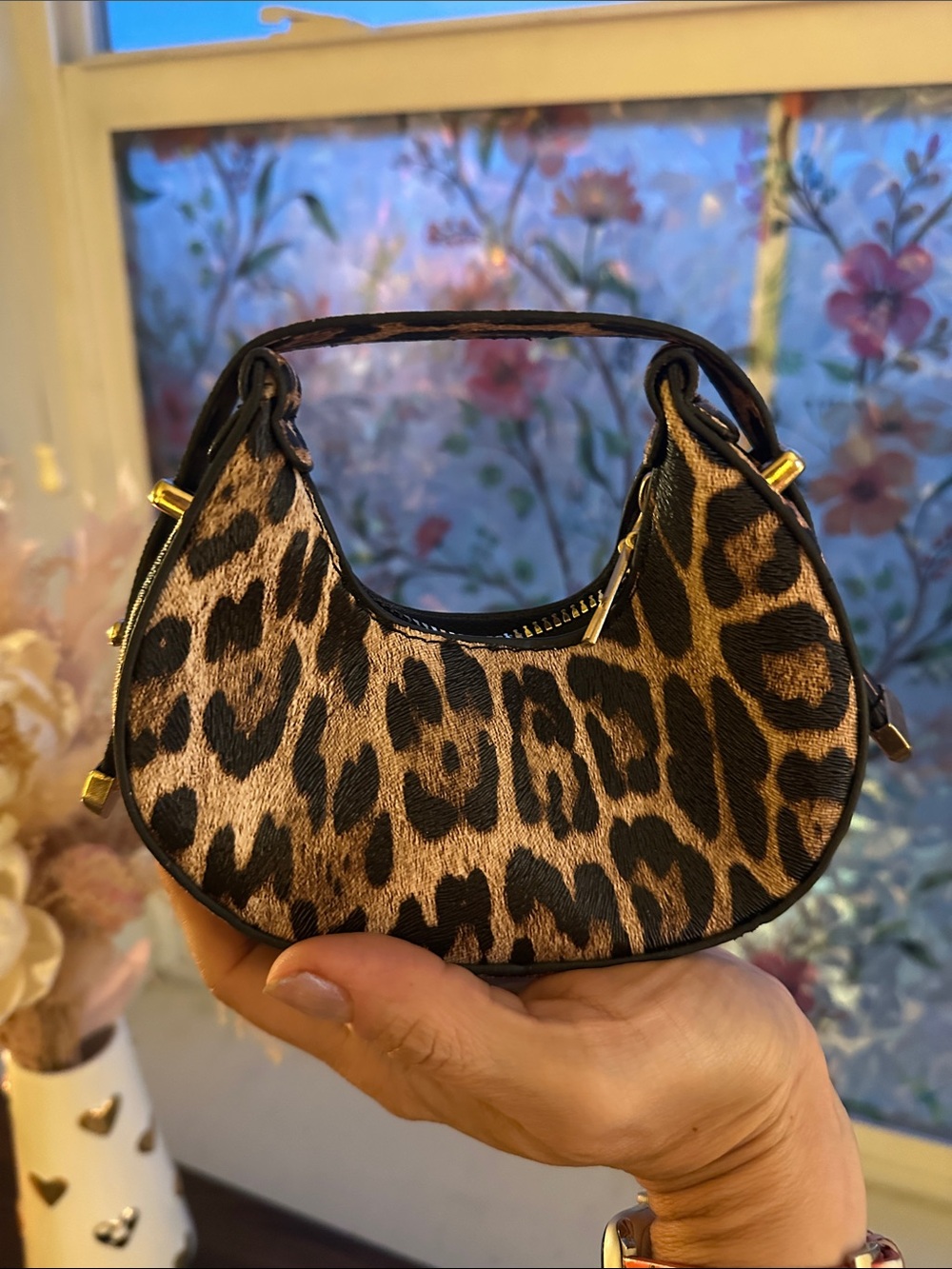 Leopard Print Micro Mini Hobo Bag Gold Hardware Bag Charm Y2K
